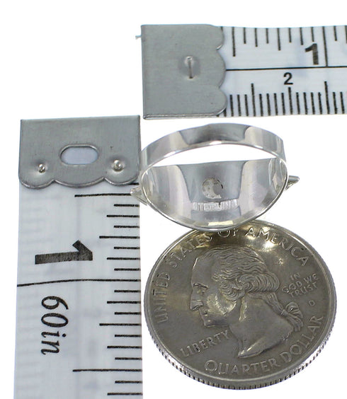 Sterling Silver And Turquoise Inlay Ring Size 7-1/2 EX44912